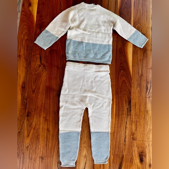 H&M Cotton Knit Color Block Set Beige / Sage 3T - Picture 2 of 3